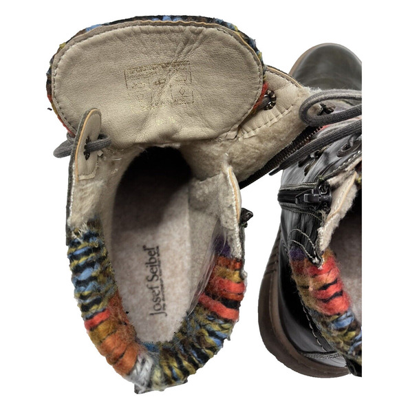 Josef Seibel Maren 06 Olive Leather Multicolor Knit Lace Up Boot Sneaker Size 41 - Picture 11 of 12